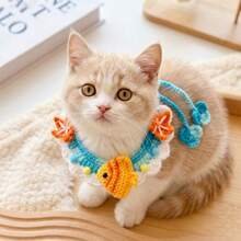 Handmade Crocheted Cute Pet Collar, Cat Scarf, Pet Accessory, Dog Scarf, Bib, Drool Bib, Rabbit Decoration, Adjustable Size - Multicolor - View 6