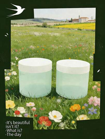 1 pieza Envase de plástico transparente verde redondo personalizado de 200ml, adecuado para almacenar mascarilla capilar, exfoliante corporal, crema, etc.