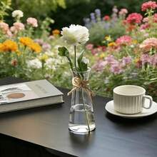 2/5/10/12个装塑料条纹花瓶，透明花瓶，适用于母亲节、父亲节、情人节、派对、各种花束装饰，也可用于桌面摆设、婚礼、家庭晚宴等场合。 - 無色 - 查看 9