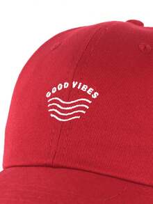 Unisex Men's And Women's Embroidered Adjustable Minimalist Dadhat Baseball Cap - Merah - View 2