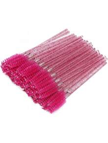 200/100/50/10 pezzi Pennelli per ciglie, bacchette per mascara (con custodia), pennelli per sopracciglia monouso pieghevoli, pennelli per extension ciglie, pennelli per sopracciglia, pennelli per olio di ricino (rosso cristallo) - Rosso - Visualizzare 3