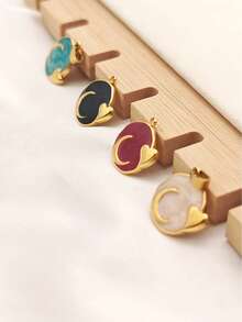 1件波西米亚风格月亮心形吊坠，适合日常佩戴、节日、约会、婚礼、送礼 - 彩色 - 查看 1