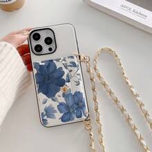 1 chiếc ví đựng thẻ/điện thoại đeo chéo bằng da PU in họa tiết hoa thanh lịch, tương thích với iPhone 17, 16, 16e, 15, 14 Plus, 13, 12, 11 Pro Max - Hoa Xanh 47 - Xem 8