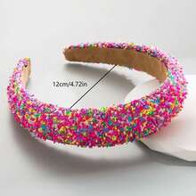 1件装优雅欧美新款海绵时尚宽檐发箍，多功能宽檐洗发头套，适合女孩使用 - 玫紅色 - 查看 3