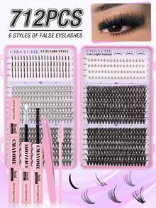 712/670 Stück Falsche Wimpern Set, spitze Spitze + Basis + D-Curl gemischte Hochkapazität Einzelwimpern, 5-18mm gemischte Länge natürliche weiche Falsche Wimpern, langanhaltend persönliches Wimpern-Set mit Doppel-Wimpernkleber, Versiegelung, Pinzette und Bürste, geeignet für tägliches Make-up, Cosplay, Dates, Ausflüge, Reisen, Fotografie, Hochzeiten und Festivals - Verschiedenfarbig - Übersicht 15