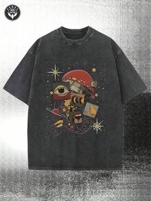Men's Zodiac Sign Graphic T Shirt 230GSM Premium Cotton Oversized Tee Loose Fit Streetwear Top Breathable Soft Washed Fabric For Tall And Big Guys - 黑色 - 查看 9