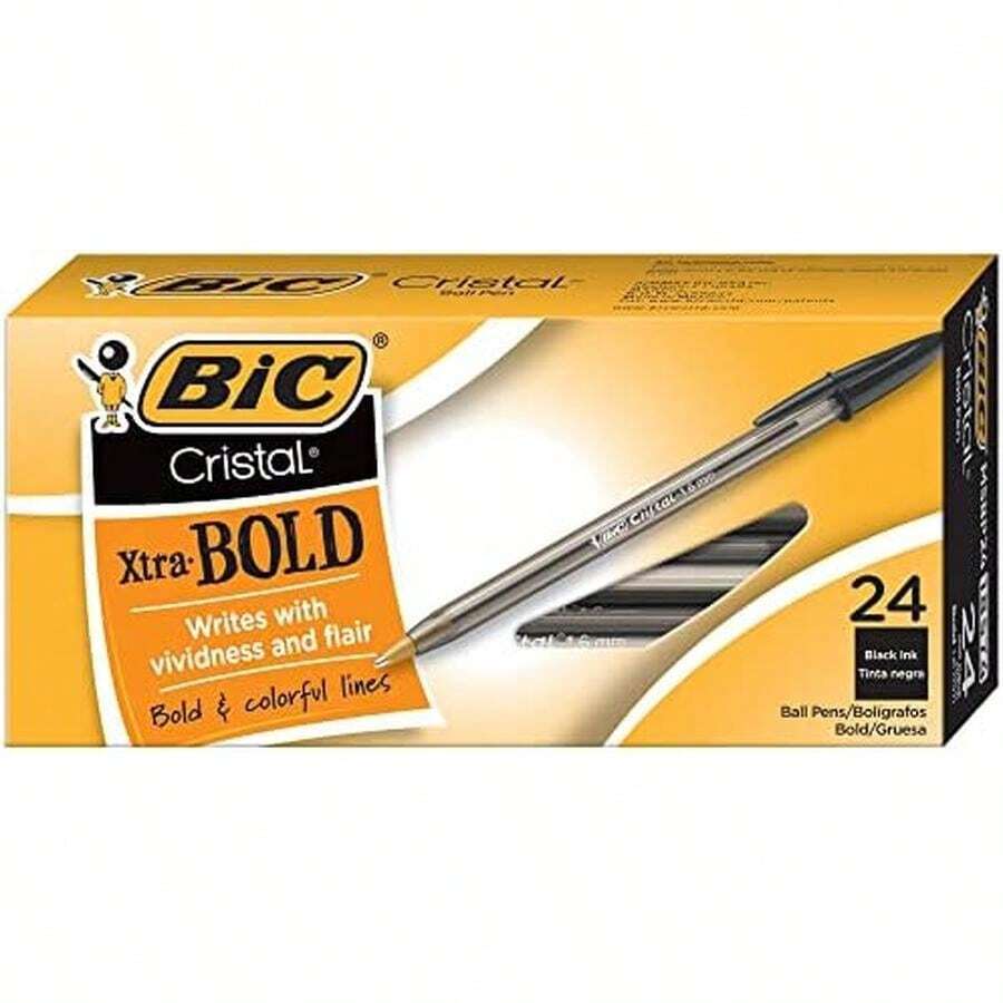 BIC Cristal Xtra Smooth Blue Ballpoint Pens, Medium Point (1.0mm), 24-Count Pack, Extra Smooth And Reliable Ballpoint Pens - D - Xem 1