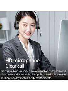 Lenovo Trådbundet headset med professionell brusreducering, enkelsidig roterbar mikrofon, trasselfri kabel, kompatibel med datorer, bärbara datorer, surfplattor och mobiltelefoner, USB/3,5 mm/Type-C-gränssnitt. - Visa 3