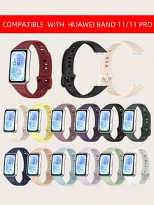 1 pieza Correa de silicona suave y sólida con hebilla de liberación rápida compatible con Huawei Band 11 / Band 11 Pro Smartband, accesorio de repuesto para mujeres/hombres - Banda 11 / 11 Pro - Ver 12