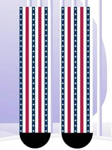 1 双 360 度印花星条旗船袜 - 男士复古红白蓝中筒袜 - 彩色 - 查看 9