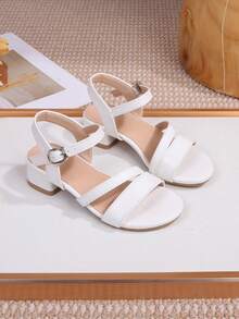 Fashionable Elegant High-End Party High Heel Sandals, Solid Color Open Toe High Heel Sandals, Breathable And Lightweight Formal Shoes For Party, Performance, Banquet, Wedding, Round Toe High Heel Sandals - White - View 4