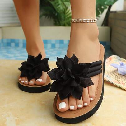 Dép xăng đan và dép lê thời trang nữ > Dép xỏ ngón nữ - Dép đi trong nhà tối giản, nhẹ, thời trang, họa tiết hoa, cỡ 36-45