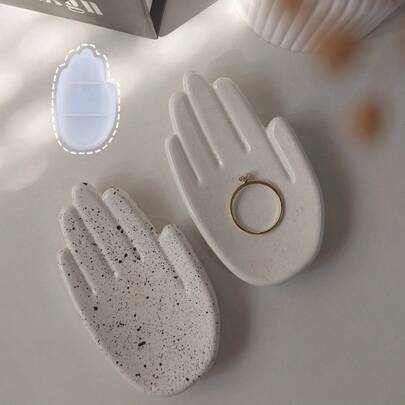 1个DIY树脂模具，手掌托盘模具，适用于制作环氧树脂、石膏、蜡烛、香薰产品、家居装饰底座，硅胶模具