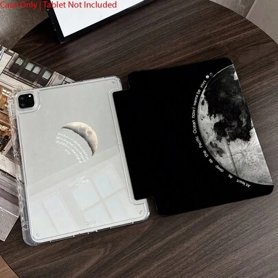 这款印有月亮和太平洋图案的平板电脑保护套，带笔槽，兼容 iPad 10.9/10.2/ Air 第五代/Pro 11/第十代/9.7/Air 2/（第七代）/（第八代）/ Air 4/5/ Pro 11/ 第十代 10.9 英寸 2022 款智能保护套/ Air 13（M3 2025）/ Air 11（M3 2025）/ Air 11（M3 2025）/ 11（A16 2025）/ 兼容 Galaxy Tab S10+/S9/A9，兼容小米 5/5PR/6/6PRO/7/7PRO