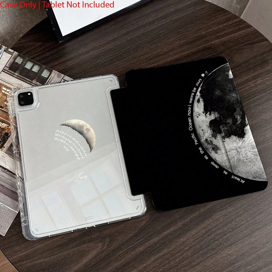 这款印有月亮和太平洋图案的平板电脑保护套，带笔槽，兼容 iPad 10.9/10.2/ Air 第五代/Pro 11/第十代/9.7/Air 2/（第七代）/（第八代）/ Air 4/5/ Pro 11/ 第十代 10.9 英寸 2022 款智能保护套/ Air 13（M3 2025）/ Air 11（M3 2025）/ Air 11（M3 2025）/ 11（A16 2025）/ 兼容 Galaxy Tab S10+/S9/A9，兼容小米 5/5PR/6/6PRO/7/7PRO - 彩色 - 查看 1