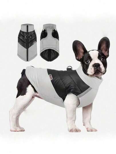 Winter Warm Pet Waterproof Jacket Thickened Reflective Dog Coat With Traction D-Ring Suitable For Winter Outdoor Sports Simple Convenient Fashionable Pet Clothes For Small And Medium Dogs