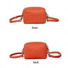 1 Piece Faux Leather Shoulder Bag With Embossed LOLA Letters, Adjustable Shoulder Strap, Zipper Closure, Available In Multiple Colors, Year-Round Model, Versatile For Commuting, Shopping, And Campus Use, Affordable Women's Shoulder Bag. - 橘色 - 查看 7