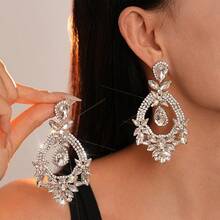 Rhinestone Metal Patchwork Flower Earrings – Light Luxury High-End Studs – Fashion Versatile Personality Earrings - Kim bạc số 49 - Màu bạc - Đỏ - Xem 4