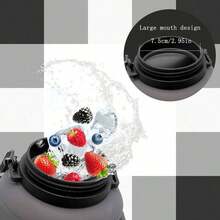 64oz Foldable Sports Water Kettle With Silicone Straw, Roll-Up Design, Drop & High-Temp Resistant For Outdoor Camping & Hiking - Black - View 6