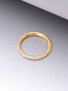 1 chiếc khuyên mũi bằng hợp kim titan G23 đính đá Cubic Zirconia, cỡ 16G, có các kích thước đường kính 6mm/8mm/10mm/12mm, phù hợp cho nữ giới khi xỏ mũi, dái tai, sụn tai, vành tai, xoắn tai. - Vàng - Xem 7