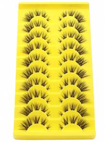 NAIJEMA 10 pares de pestañas postizas de ojo de gato, pestañas de visón sintético esponjosas, delgadas y gruesas, rizadas y naturales en estilos 3D, adecuadas para fiestas, uso diario, reutilizables - Negro - Ver 5