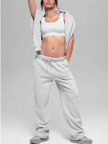 Alo Yoga Accolade Straight Leg Sweatpant (Unisex) - Light Grey - View 2