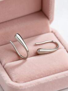 1 Đôi bông tai bạc S925 kiểu dáng tối giản hình giọt nước, bông tai thời trang cá tính, thanh lịch, phù hợp cho phụ nữ đeo hàng ngày, quà tặng bông tai đa năng, phụ kiện chăm sóc lỗ xỏ tai. - giọt nước - Xem 5