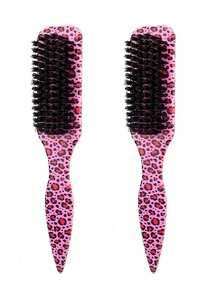 1支男士油性头发和胡须刷，长柄胡须清洁刷，油性梳子和头发刷，纯色，直发刷，男士胡须修剪造型梳，豹纹梳，豹纹头发造型梳，带发尾工具 - 多色 - 查看 20