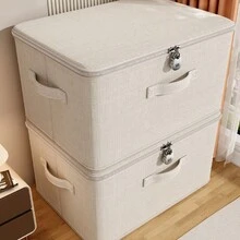 Large Foldable Storage Box Set - Multi-Functional Oversized Canvas Storage Box With A Zipper, Reinforced Storage Box, Suitable For Clothes And More, Perfect For Organizing In Bedrooms And Living Rooms, Car Trunk Storage Box, Moving Bag - Beige Cotton Linen - View 10