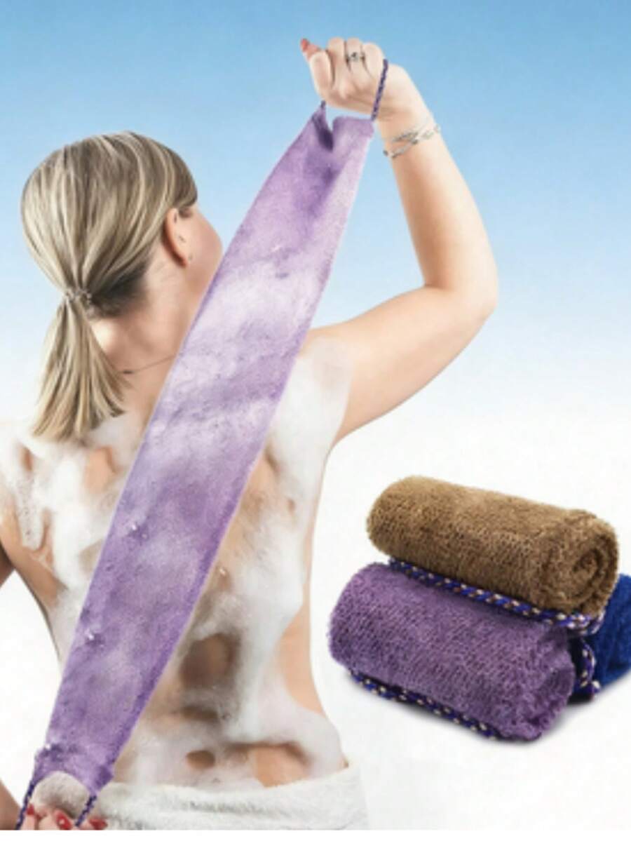 1件套非洲网状去角质浴巾，双面设计，可轻柔或粗暴去角质，有效去除身体角质，优质网状材质，便捷系带设计，去角质浴巾和浴海绵，令肌肤光滑，适合日常使用（蓝色、紫色） - 多色 - 查看 1