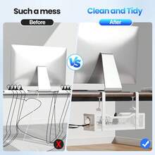 Hidden Cables Management Under Desk Tray, No Drill Management With Clamp Wire Organization, Cord Organizer Office, Home - No Damage To Desk (White) PARN - White-2 PACK - View 7