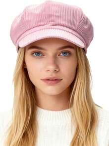 1pc Unisex Retro Corduroy Newsboy Cap, Spring/Summer Painter Hat, Travel Cabbie Hat - Multicolor - View 11
