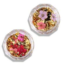 春夏花卉美甲裝飾，彩色花卉美甲裝飾，盛開花卉美甲藝術搭配3D不對稱金色箔裝飾，女性美甲用品 - 彩色 - 查看 15