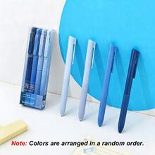 4pcs Gradient Morandi Color Neutral Pens Set, Purple/Red/Blue/Green, 0.5mm Smooth Writing Ballpoint Pens With Transparent Vertical Box Packaging, Refreshing And Soft, Suitable For Study, Office And Other Scenarios, Practical And Stylish. - Gel Pen - View 8
