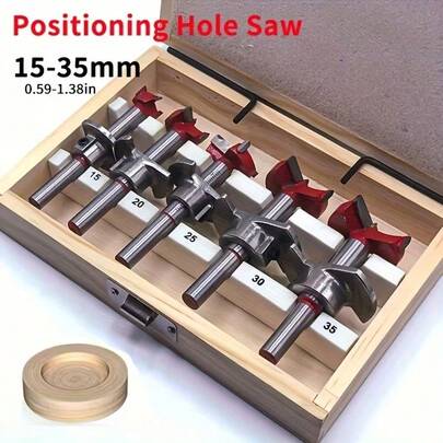 5件套可调式钨钢钻头套装 - 木工、铰链孔钻孔和冲孔的理想选择！