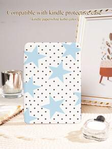 Minimalist Polka Dot & Star Print Protective Case Suitable For Kindle 10th, Kindle 11th, Kindle Paperwhite 5, E-Book Reader Protective Cover With Auto Wake/Sleep Function, Lightweight And Convenient, Perfectly Fit To Protect Your Reading Device, Romantic Gift - Multicolor - View 2