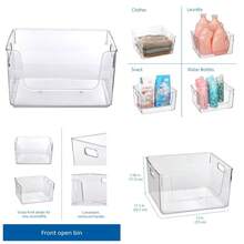 Clear Plastic Organizer Bin With Open Front And Glossy Finish, Single Compartment Storage Container For Adults - 1 - 查看 1