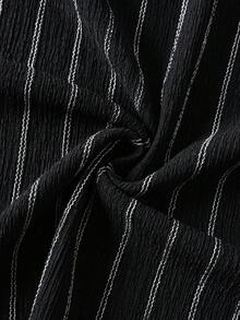 Commuting Light Business Men's Striped T-Shirt Slim Fit Black And White Vertical Stripes Casual Vacation Style Versatile Short Sleeved Top - Black - View 8