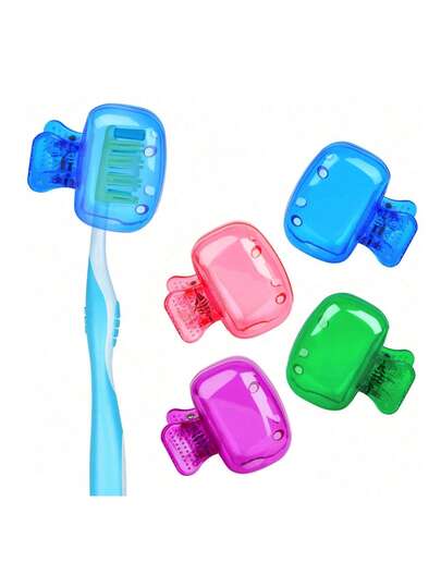 4 عبوات حافظة واقية لرأس فرشاة الأسنان للسفر | حافظة واقية محمولة | شفافة مع غطاء، صندوق تخزين واقي، مناسبة للاستخدام المنزلي والسفر واليومي، تحافظ على نظافة وصحة الشعيرات، إكسسوارات الحمام