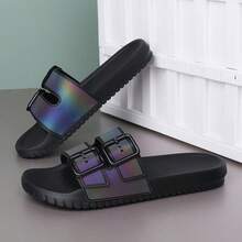 Men's Laser Reflective Slippers, Fashionable , Student, Anti-Slip, Beach, Holiday - Multicolor - View 4