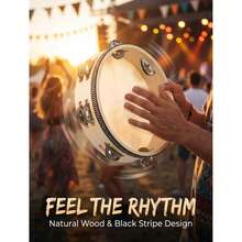 Un tambourin en bois de 4/6 pouces, adapté pour l'éducation musicale rythmique. Il convient pour une utilisation lors de fêtes, de KTV, de célébrations d'église ou de représentations, et comprend une fonction de percussion. - Multicolore - Voir 1