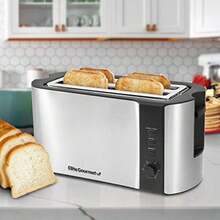 ECT-3100 4-Slice Long Slot Toaster Extra Wide Slots for Bagels Sourdough and Texas Toast 6 Browning Settings Reheat Defrost and Cancel Built-In Warming Rack Stainless Steel - Negro/Acero inoxidable - Ver 3