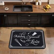 Black And White Kitchen Rugs, Non-Slip Washable Super Soft Fiber Mat, Kitchen Rules Themed Soft Pad Runner Carpet Decor Set - contracted design - View 9