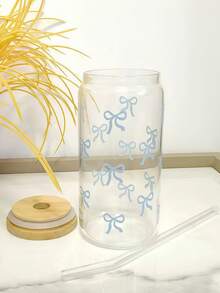 1 Bộ/Cốc cà phê đá có nơ trang nhã, cốc nước miệng rộng dùng tại nhà, cốc trà xanh có ống hút, bộ đồ uống bằng thủy tinh có ống hút thanh lịch, cốc thủy tinh có ống hút nữ tính - Nhiều màu - Xem 14