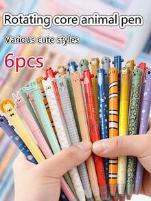 Bộ 6 bút xoay hình động vật ngẫu nhiên, thiết kế động vật biển, viết trơn tru với tẩy tích hợp, phù hợp cho học sinh, gia đình và văn phòng, lựa chọn quà tặng tốt nhất. - Nhiều màu - Xem 2