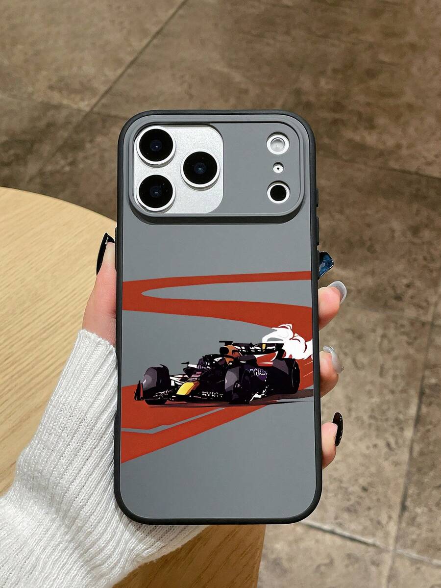 F1 Racetrack Print Phone Case, 2-In-1 Shockproof Protective Cover, TPU + PC Dual-Layer Protection, Racing Fans Design, TPU Soft Frame + Hard PC Backplate, Raised Lens Protection, Anti-Slip Texture, Fingerprint-Resistant, Suitable For Commuting, Racing Events, Fashionable Outfits, Ideal Gift For Birthday, Graduation, Holidays, Compatible With IPhone And Galaxy - Black - View 1
