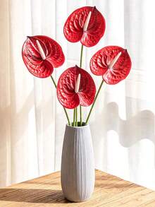 1/3/6/10pcs Artificial Red Calla Lily Flowers And Flamingo Tail Decor, Red Ginger, Fake Flowers, Suitable For Wedding, Office, Party, Hotel, Home Desk Decoration, Indoor, Dining Table, Home, Desk, Seasonal, Outdoor Garden, DIY, Room Aesthetics, Wedding, Wall, Kitchen, Mother's Day Gift, Artificial Flower Bouquet - Red - View 4