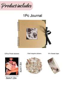 Personalisiertes Namens-/Fototagebuch, Retro Fotoalbum DIY Notizbuch, personalisiertes Notizbuch, individuelles Tagebuch mit Fotos, handgemachtes DIY Fotobuch, Retro Leder Fotoalbum, 30 Seiten/Buch, großer Kapazität kreativer Notizblock, selbstklebende Fotosticker, Geschenk für Freunde, geeignet für Hochzeit, Familie, Baby, Reisen (Fotocharaktere sind zufällige Dekorationsmuster) - Verschiedenfarbig - Übersicht 7