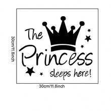 1pc The Princess Sleeps Here English And Crown Wall Sticker - For Living Room And Bedroom Wall Decal- PVC Material Self-Adhesive And Removeable Wall Stickers-Size 11.8*11.8inch - One Piece In Multiple Colors - View 12