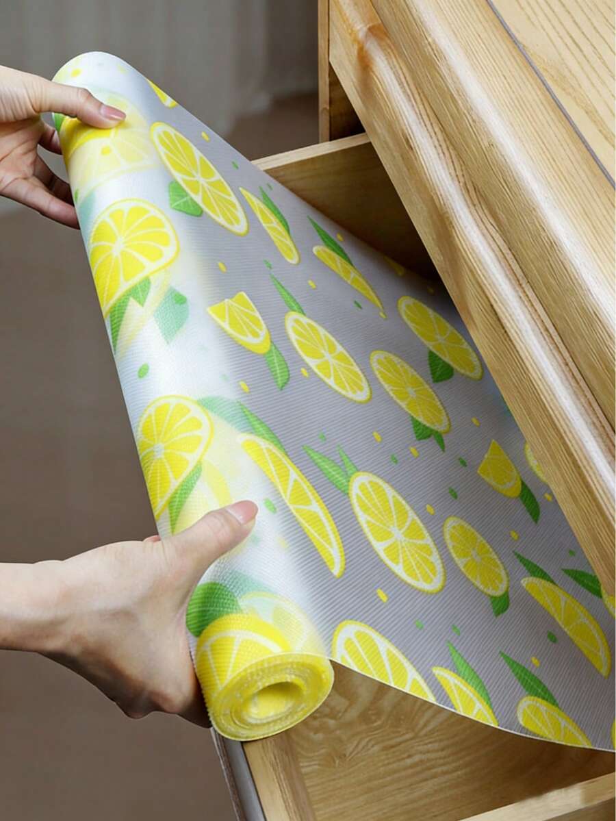 1 Tấm lót kệ họa tiết chanh (11,81 inch * 196,85 inch), tấm lót ngăn kéo chống trượt chấm bi. Trong suốt và không dính, chất liệu EVA chống thấm nước, chống bụi và chống bám bẩn, dễ cắt. Thích hợp cho bàn làm việc, bàn ăn, tủ bếp, ngăn kéo và lót kệ. - Xem 1